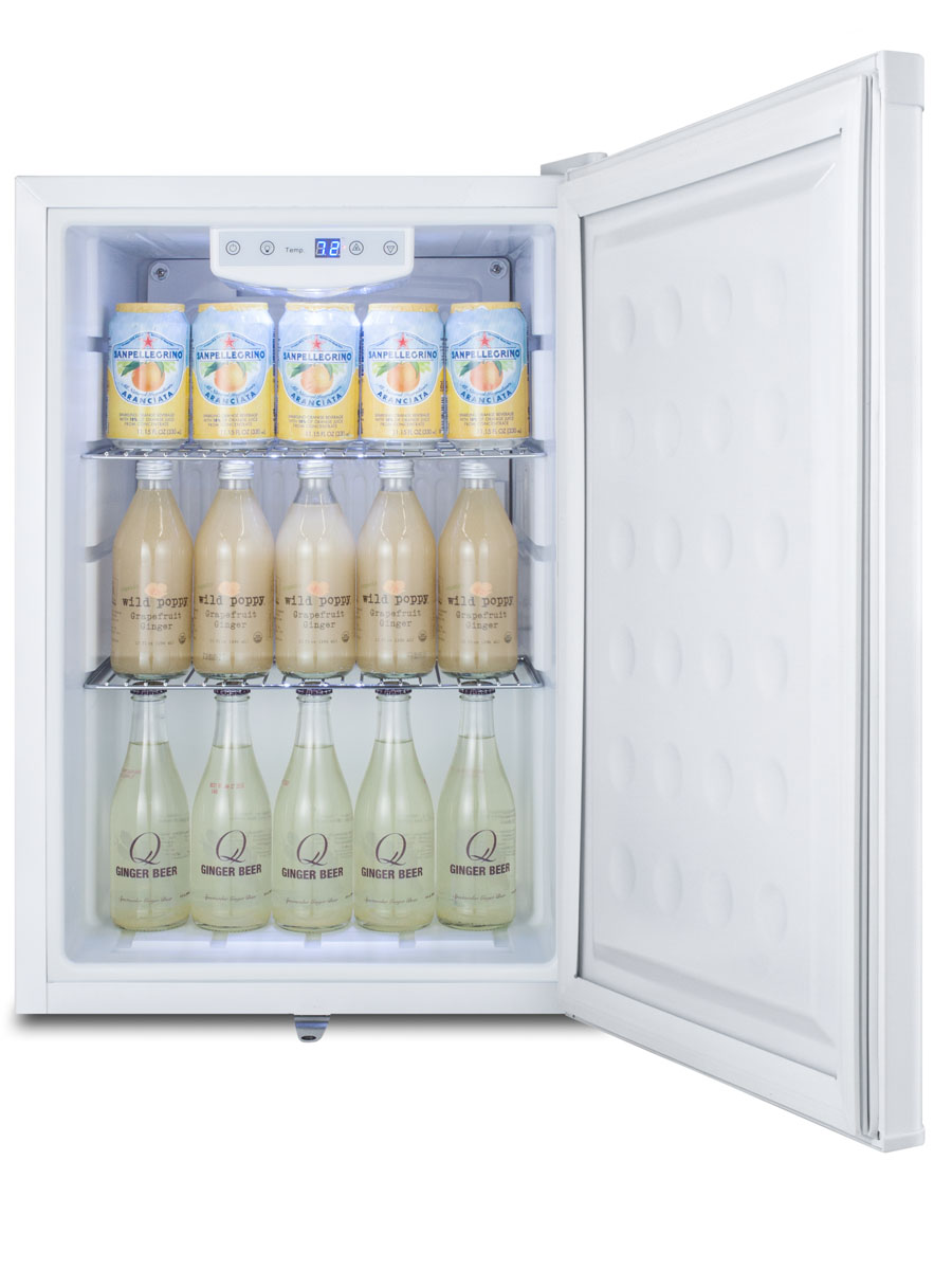 Commercially approved countertop all-refrigerator in white with digital thermostat